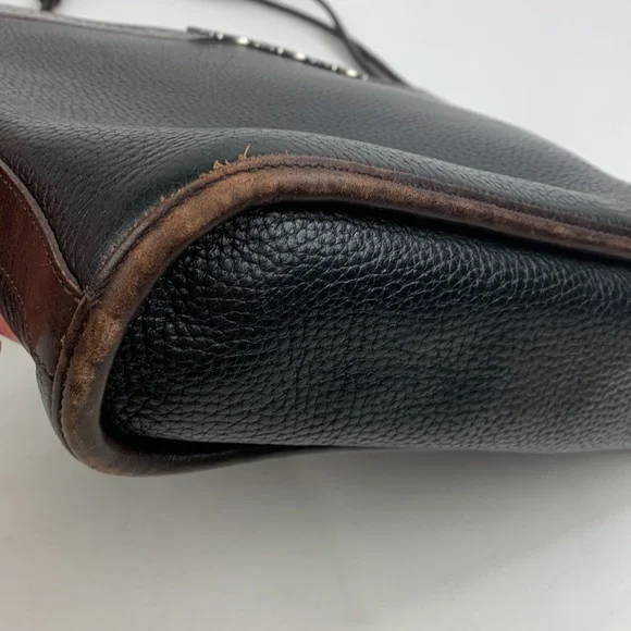 Vintage Brighton Leather braided Double strap shoulder bag black Brown Silver - Picture 16 of 17